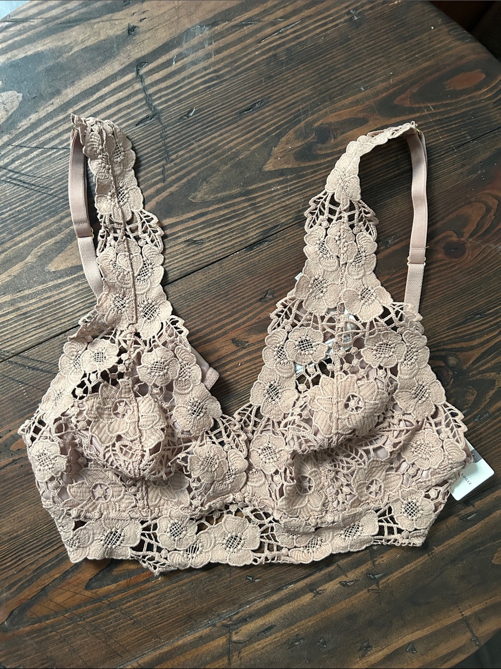 Anthropologie Lace Floral Bralette in light sand. Women’s M